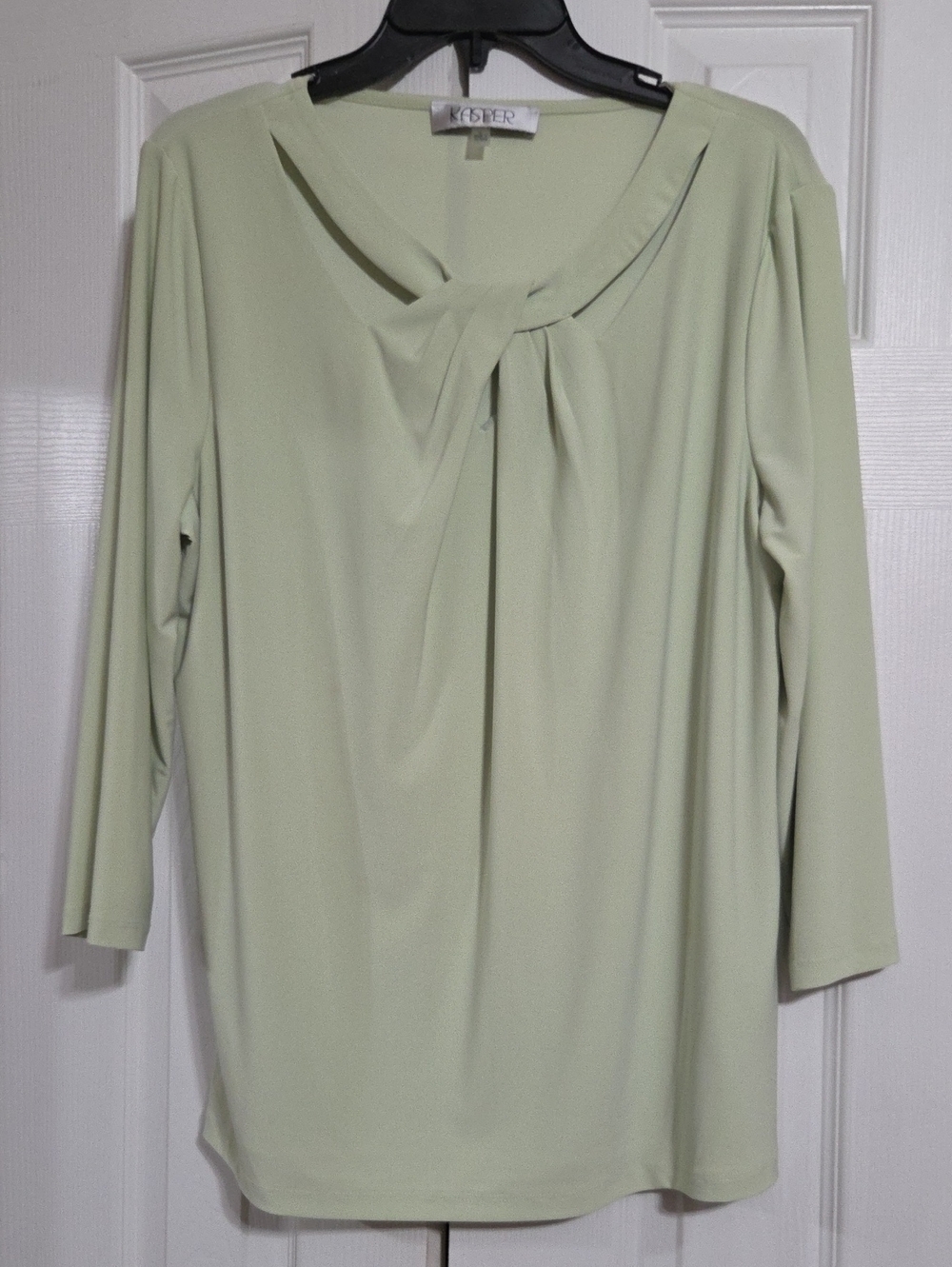 Kasper Light Sage Twist-Neck Long Sleeve Top